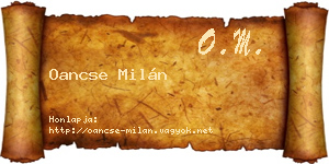 Oancse Milán névjegykártya